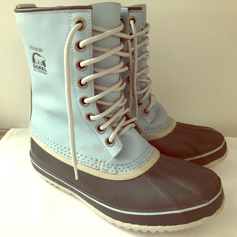 Sorel Women's Light Blue and Dark Gray Winter Boots